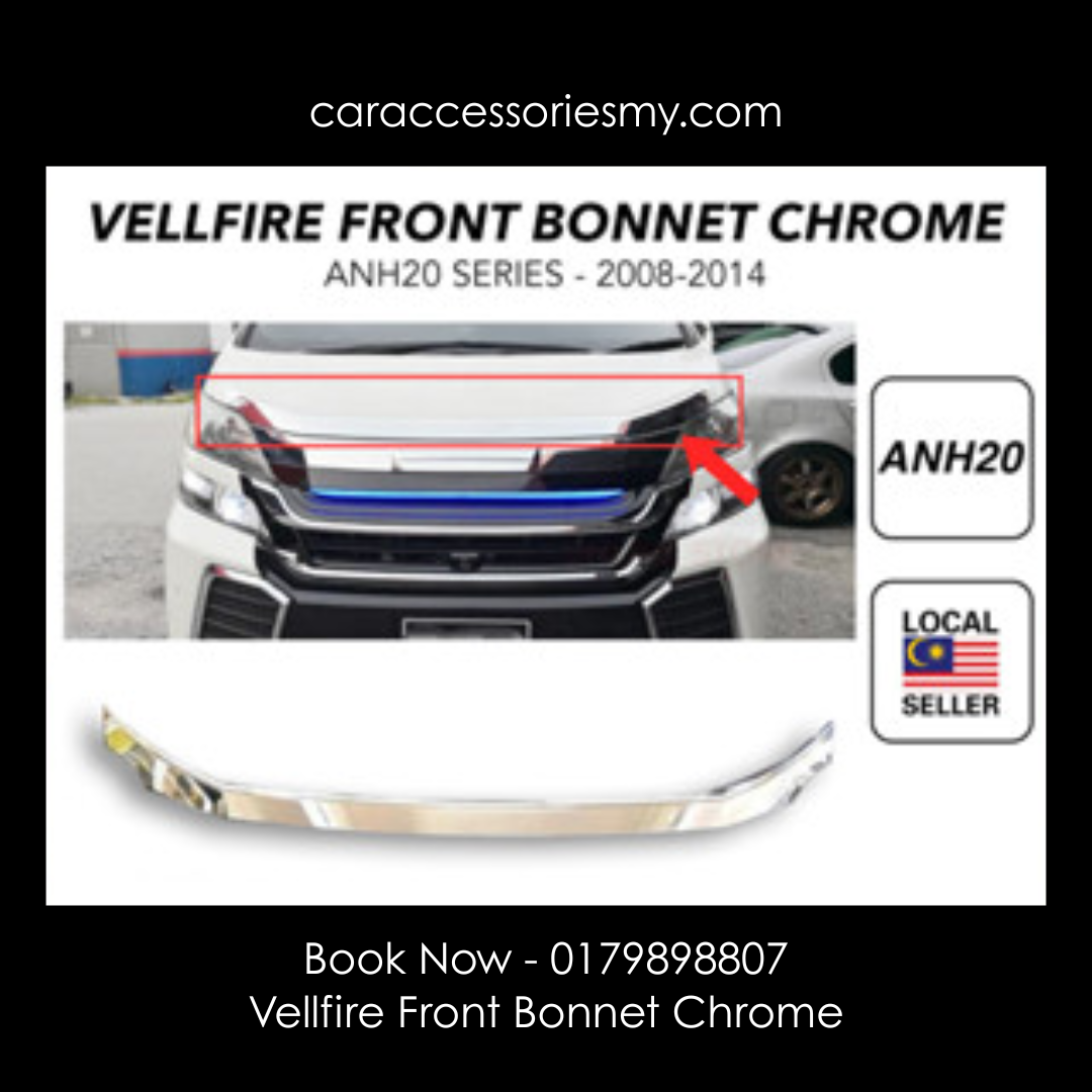 Toyota vellfire anh20 accessories bodykit chrome trim cover 2008-2014 front bonnet wing lining mounding abs chrome