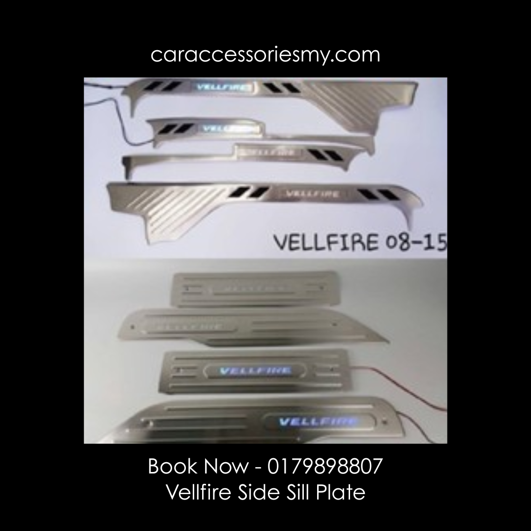 Toyota Vellfire anh20 2008 - 2014 BLACK/SILVER CHROME Side SILL Plate/Door Side Step With Blue Led 8 pcs
