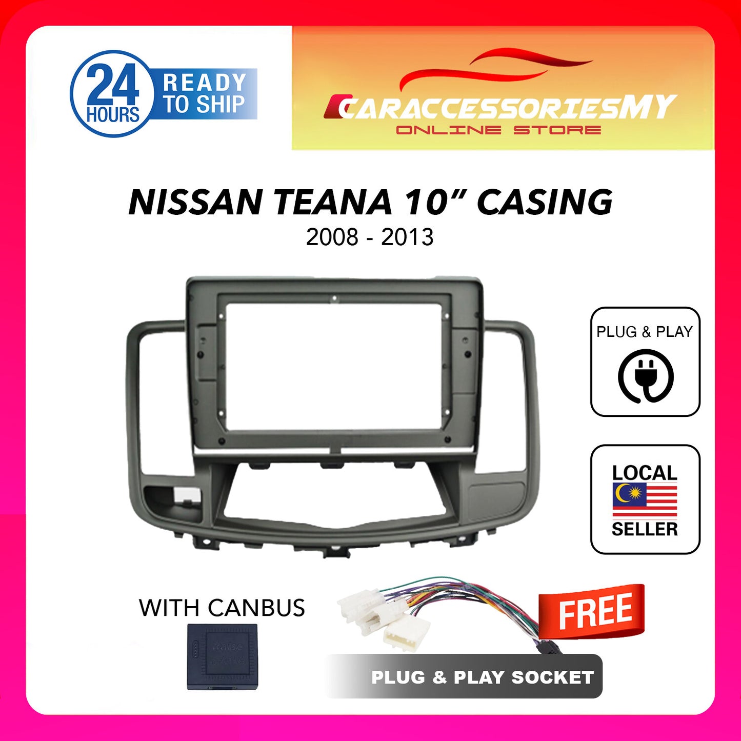 Nissan Teana 2008 to 2013 10 inch android player casing with socket plug and play