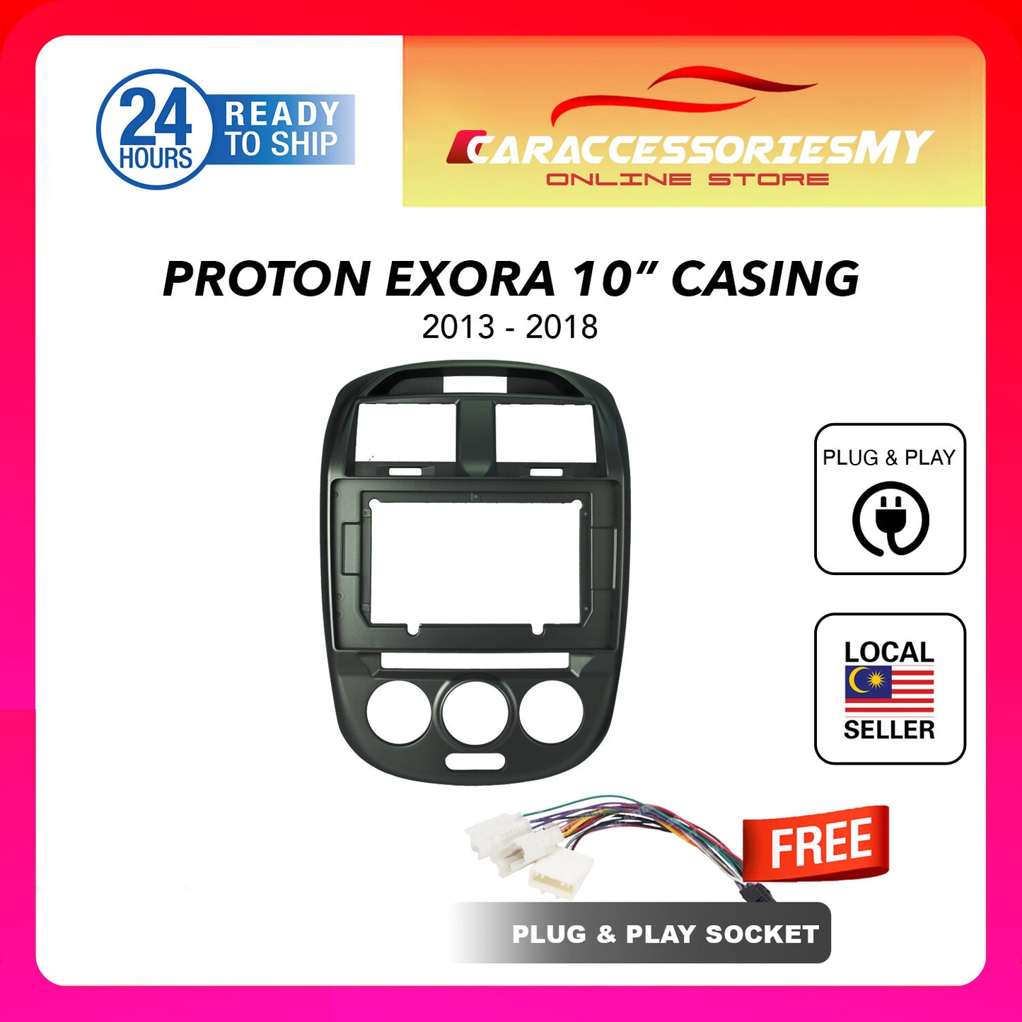 Proton Exora 10 inch android player casing with socket plug and play