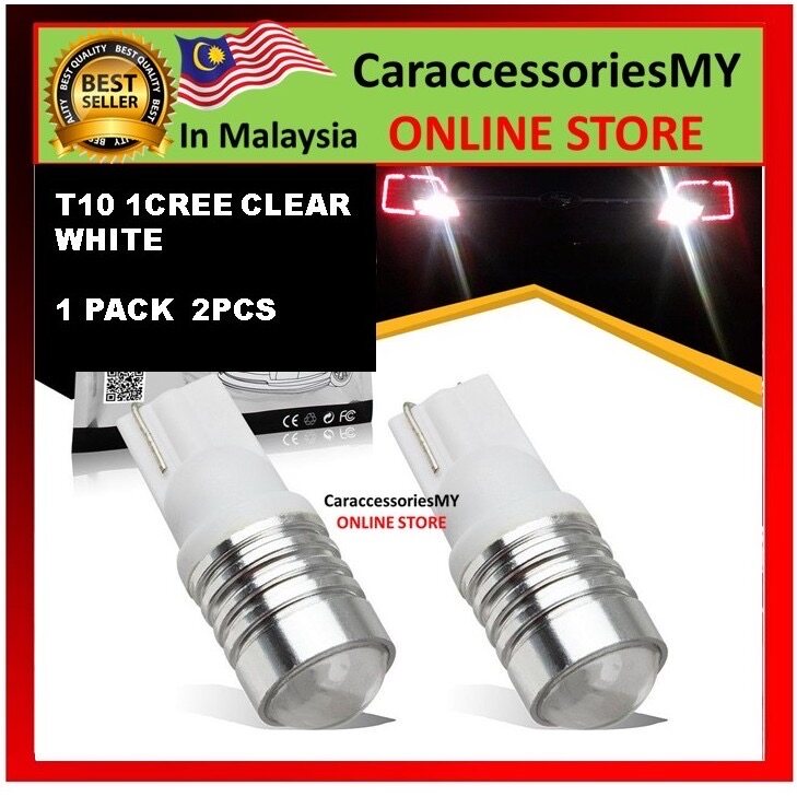 T10 led cree clear white 2 pcs w5w car plate light door light lampu kereta backup lamp