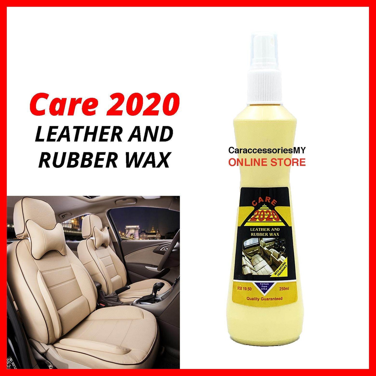 Care 2020 Leather and Rubber Wax 250ML kulit sofa kereta wax car care 车皮保护 car interior detailing