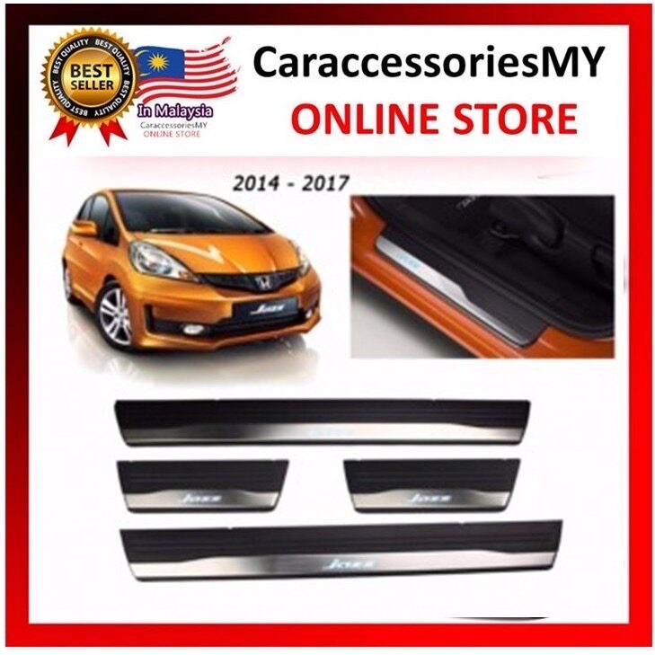 Honda Jazz 2014 Blue Light LED Side Sill Plate side step chrome welcome light