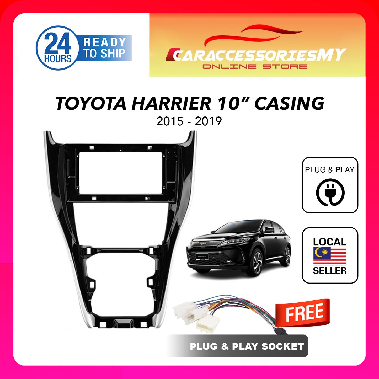 Toyota Harrier 2015 to 2019 10 inch car android player casing with socket plug and play