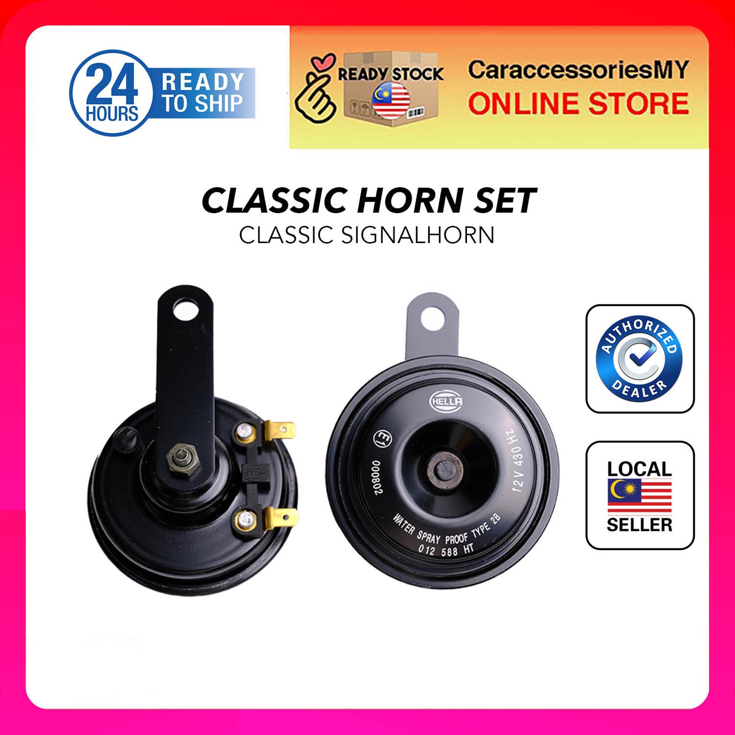 HELLA 12V Classic Universal Horn Set - 3AM 012 588 151 Horn Motor Horn Kereta Car Horn Motorcycle Accessories