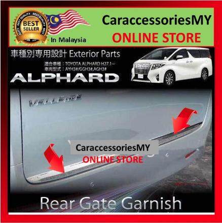 Toyota Alphard Vellfire ANH30 2015 Accessories Luggage Door Garnish Steel Rear Trunk Boot Tailgate Chrome Trim Rear Lid Cover Back Lining Moulding Edge Strip Bodykit Exterior Decoration