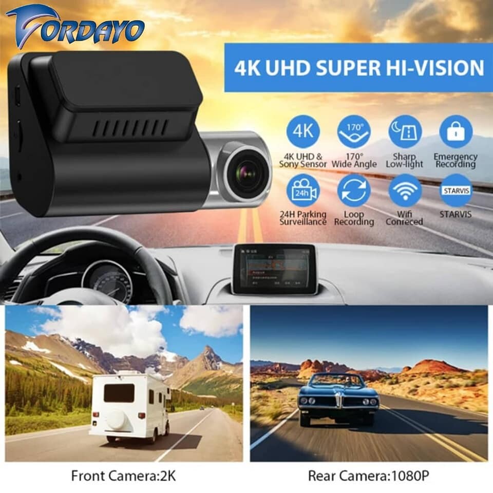 Fordayo 4k dashcam 2ch front back dvr car camrecorder parking camera