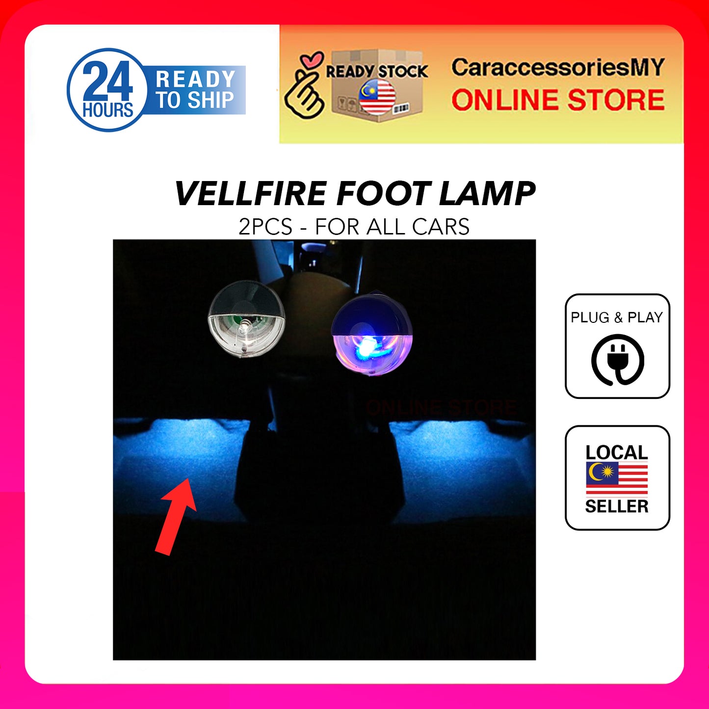 Toyota Alphard Vellfire ANH30 ANH20 Inner Foot Lamp Driver Passenger Room Light Car Foot Light Lampu Kaki Kereta