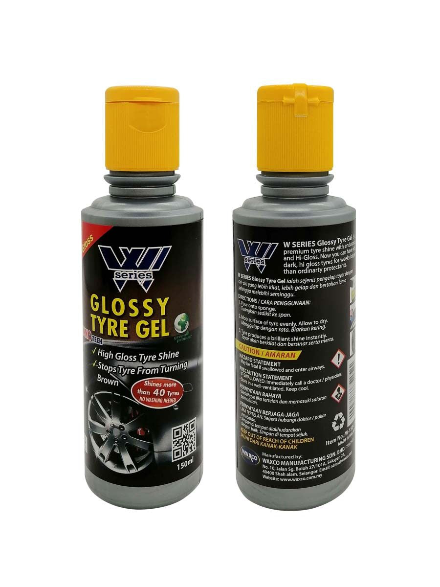 Waxco W SERIES glossy tyre gel 150ml high gloss tyre shine kilat tire kereta tayar wax gelap car care