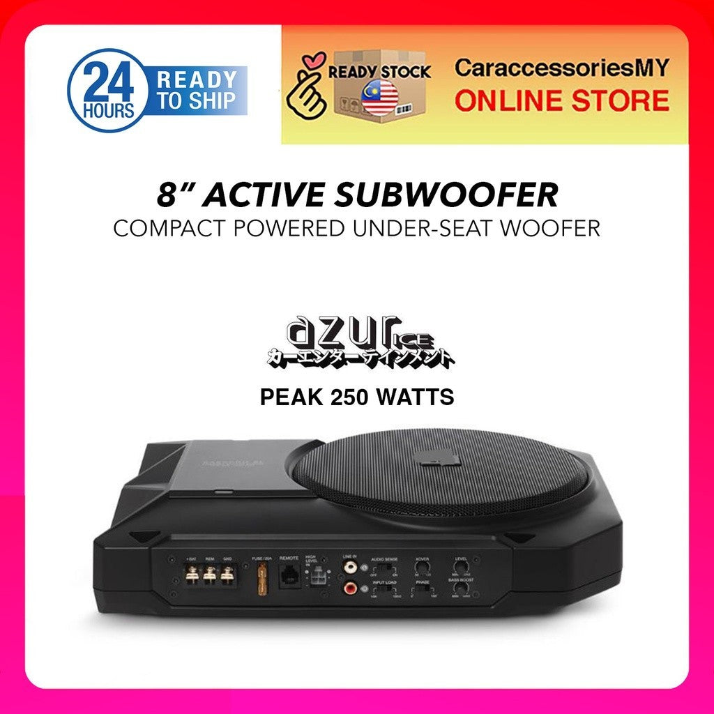 AZUR ICE Basspro 8 inch compact powered underseat active subwoofer hidden car woofer 250watts