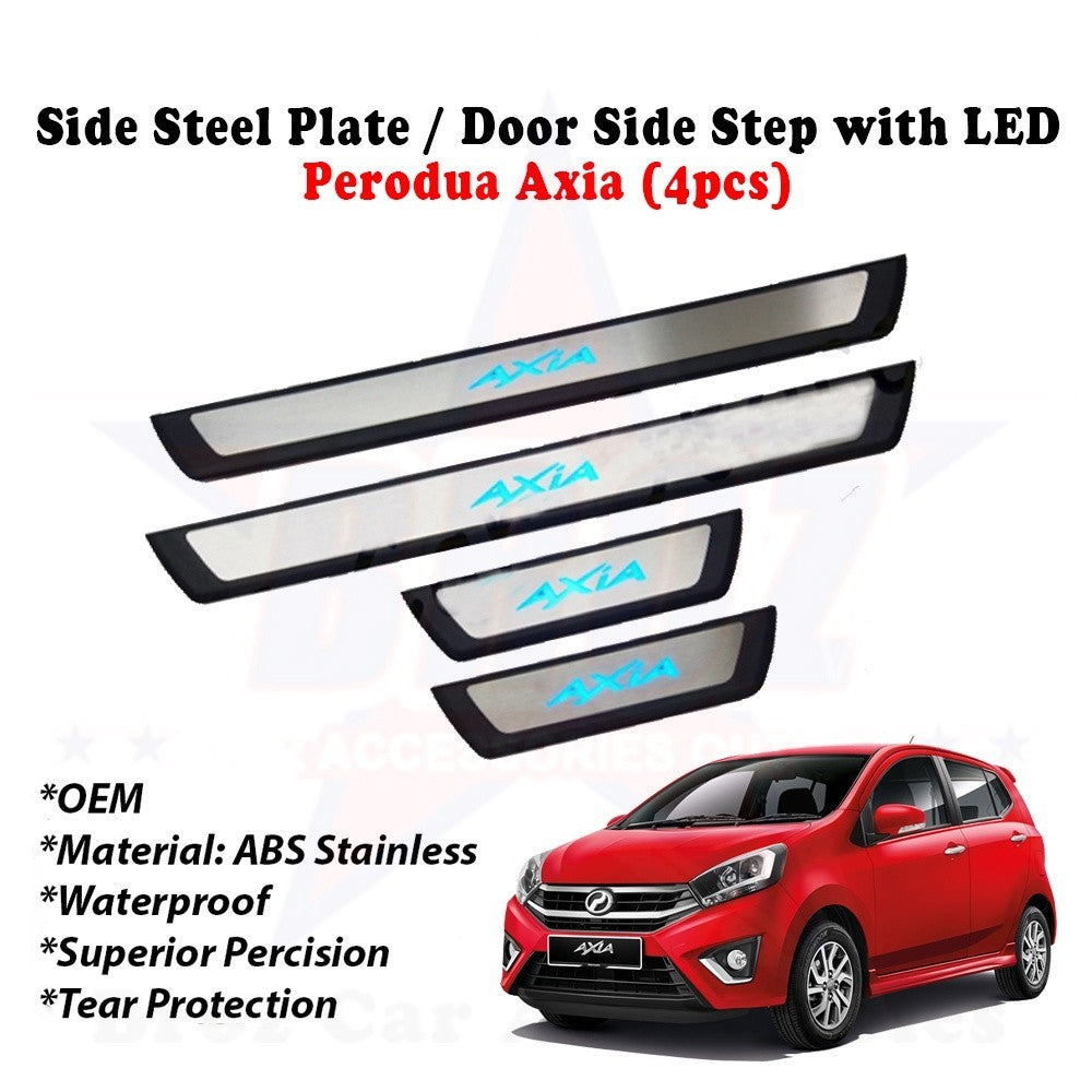 perodua axia led side sill plate door steps blue light side steps
