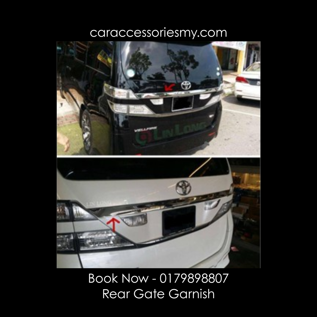Toyota alphard vellfire anh20 2008 2014 rear trunk garnish chrome cover trim lining stainless steel bonnet