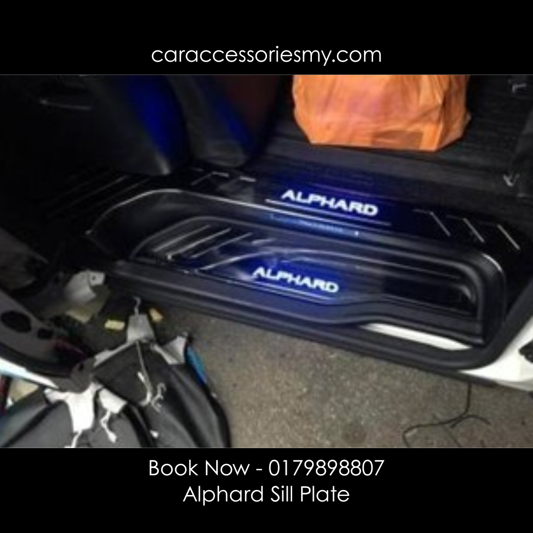 Toyota Alphard anh20 2008 - 2014 Black silver chrome Side sill Plate Door Side Step With blue Led 8pcs