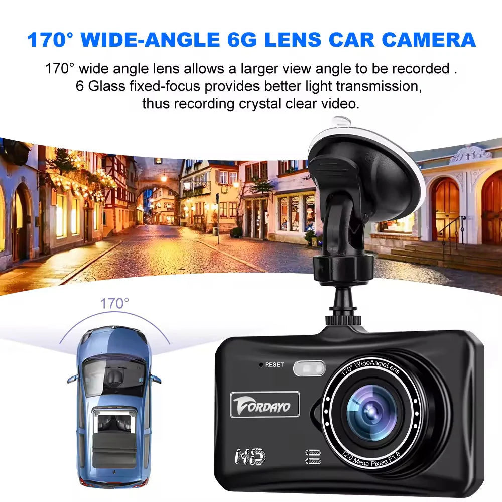 Fordayo FD-8025 front and back dvr recording large screen dashcam car recorder