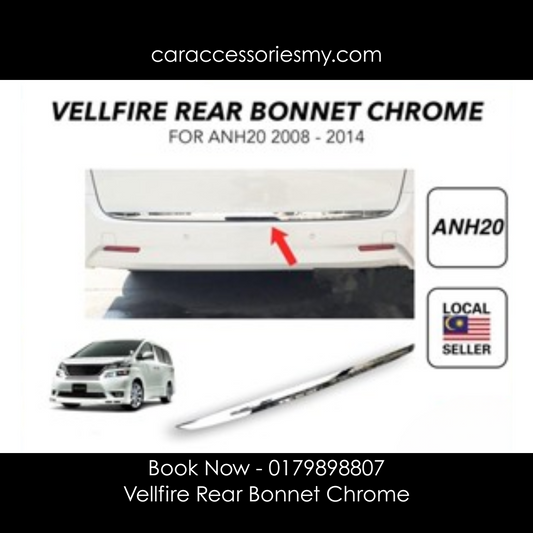 Toyota Alphard Vellfire anh20 2008-2014 rear trunk bonnet garnish chrome cover trim stainless steel