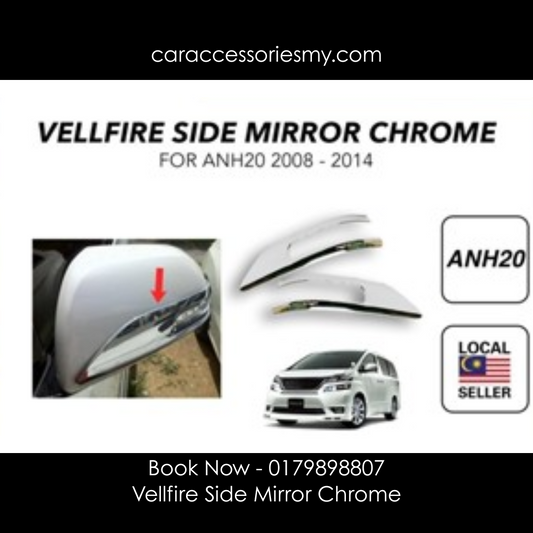 Toyota Vellfire ANH20 2008-2015 | Estima ACR50 Side Mirror Chrome Liner Cover Vellfire Estima Car Accessories