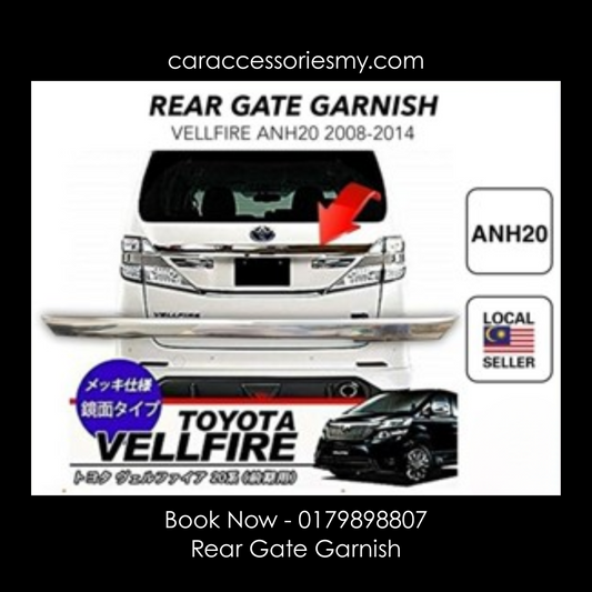 Toyota alphard vellfire anh20 2008 2014 rear trunk garnish chrome cover trim lining stainless steel bonnet