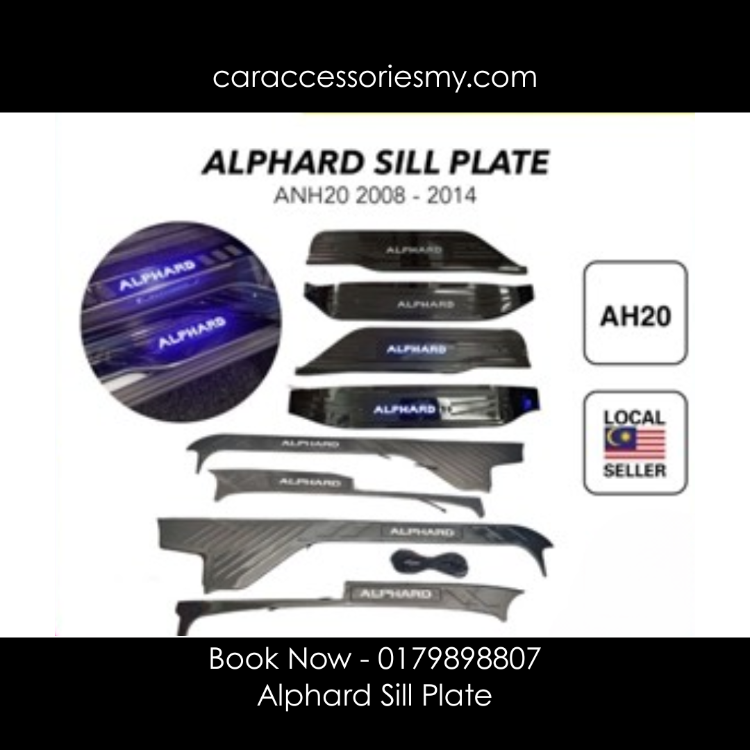 Toyota Alphard anh20 2008 - 2014 Black silver chrome Side sill Plate Door Side Step With blue Led 8pcs
