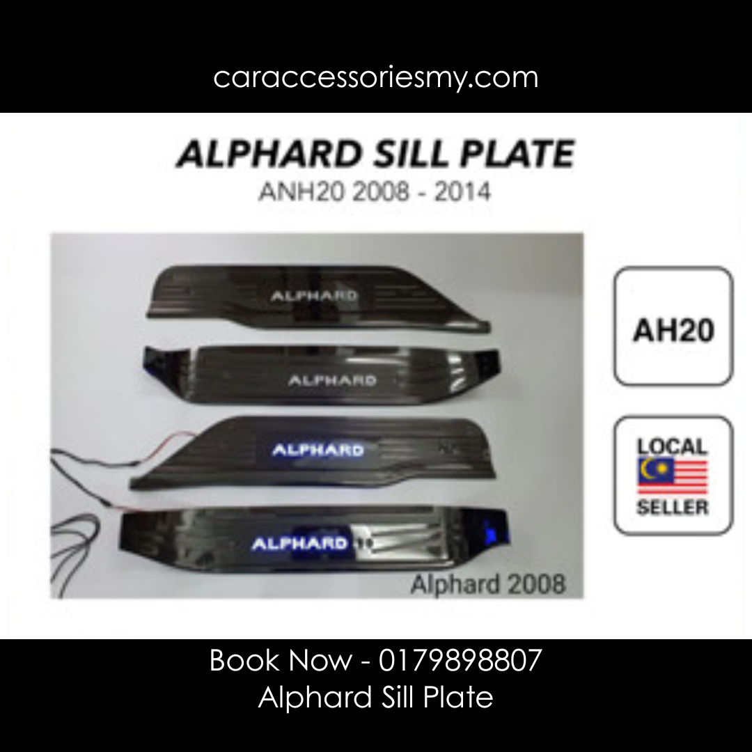 Toyota Alphard anh20 2008 - 2014 Black silver chrome Side sill Plate Door Side Step With blue Led 8pcs