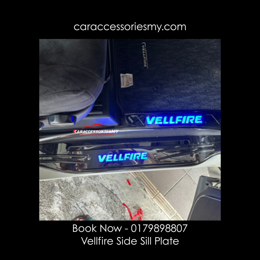 Toyota Vellfire anh20 2008 - 2014 BLACK/SILVER CHROME Side SILL Plate/Door Side Step With Blue Led 8 pcs