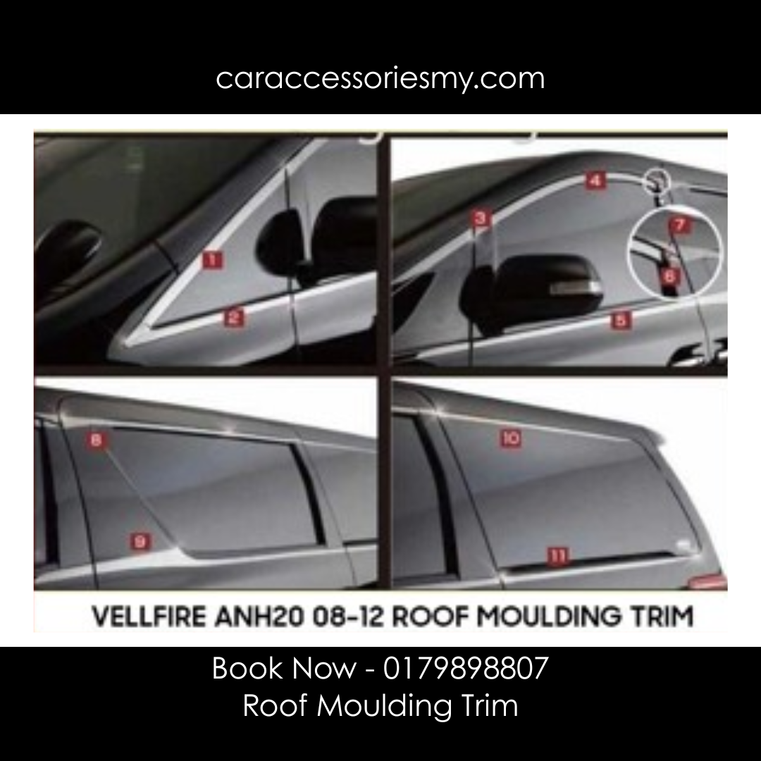 Toyota Alphard Vellfire ANH20 2008 - 2012 roof moulding trim chrome door side visor lining window panel garnish