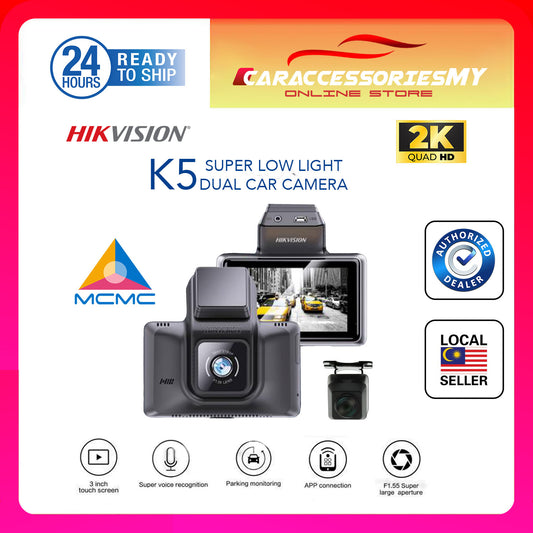 HIKVISION K5 dual dashcam 2K hd super low light night vision car dash recorder