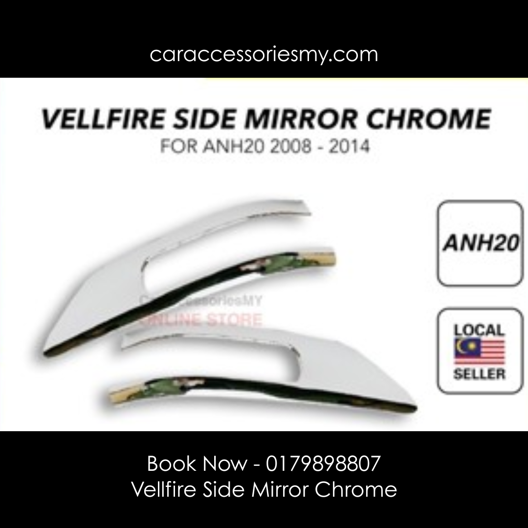 Toyota Vellfire ANH20 2008-2015 | Estima ACR50 Side Mirror Chrome Liner Cover Vellfire Estima Car Accessories