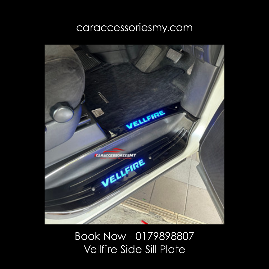 Toyota Vellfire anh20 2008 - 2014 BLACK/SILVER CHROME Side SILL Plate/Door Side Step With Blue Led 8 pcs