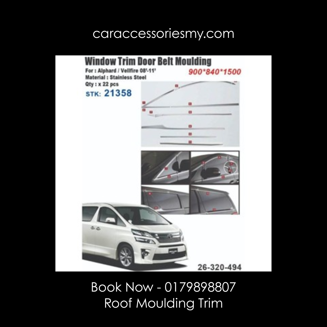 Toyota Alphard Vellfire ANH20 2008 - 2012 roof moulding trim chrome door side visor lining window panel garnish