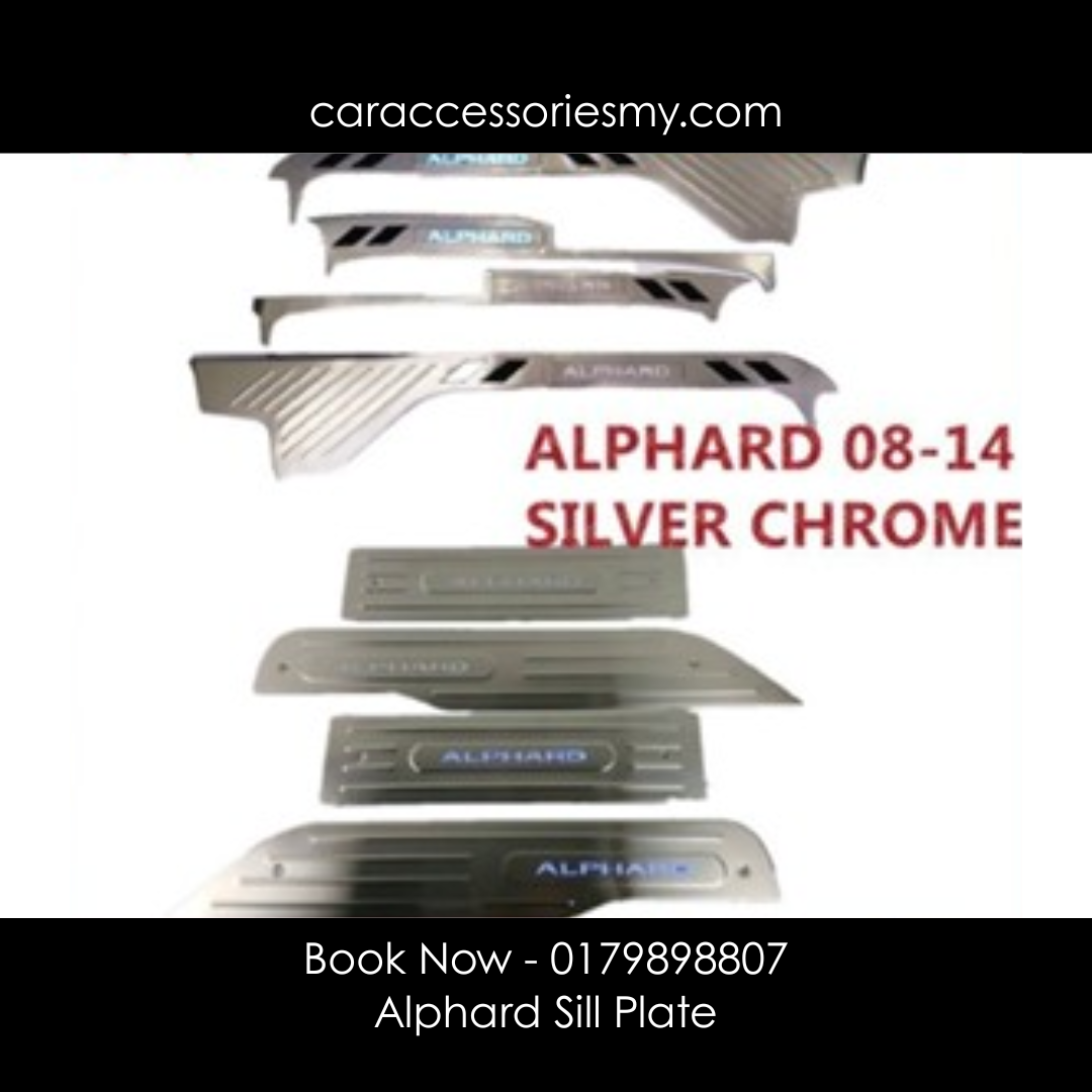 Toyota Alphard anh20 2008 - 2014 Black silver chrome Side sill Plate Door Side Step With blue Led 8pcs