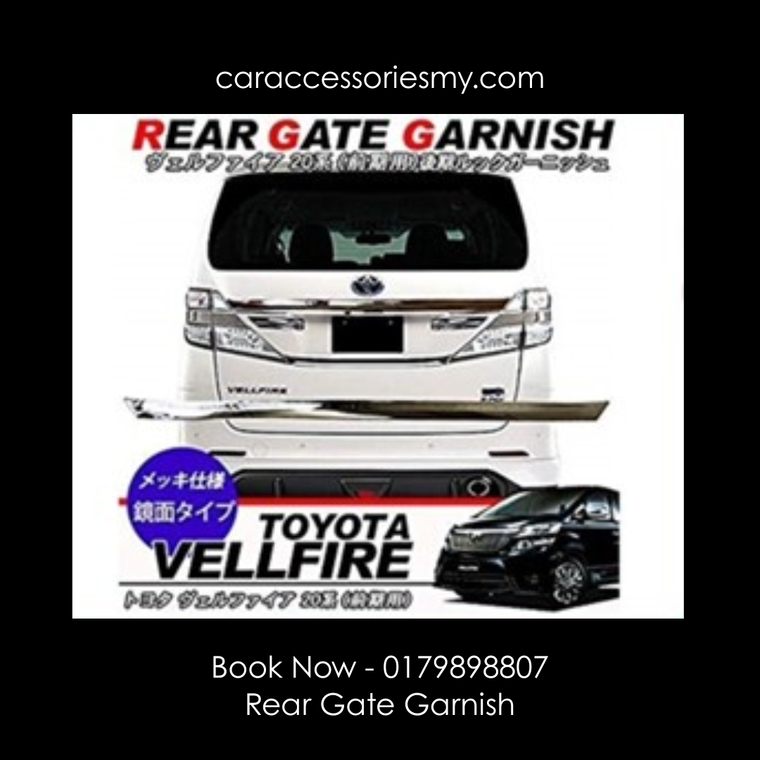 Toyota alphard vellfire anh20 2008 2014 rear trunk garnish chrome cover trim lining stainless steel bonnet