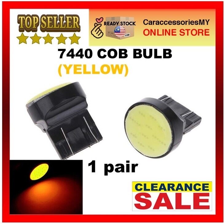 2Pcs T20 7440 COB 12SMD yellow Car LED Light Turning Signal Lamp Bulb reverse light