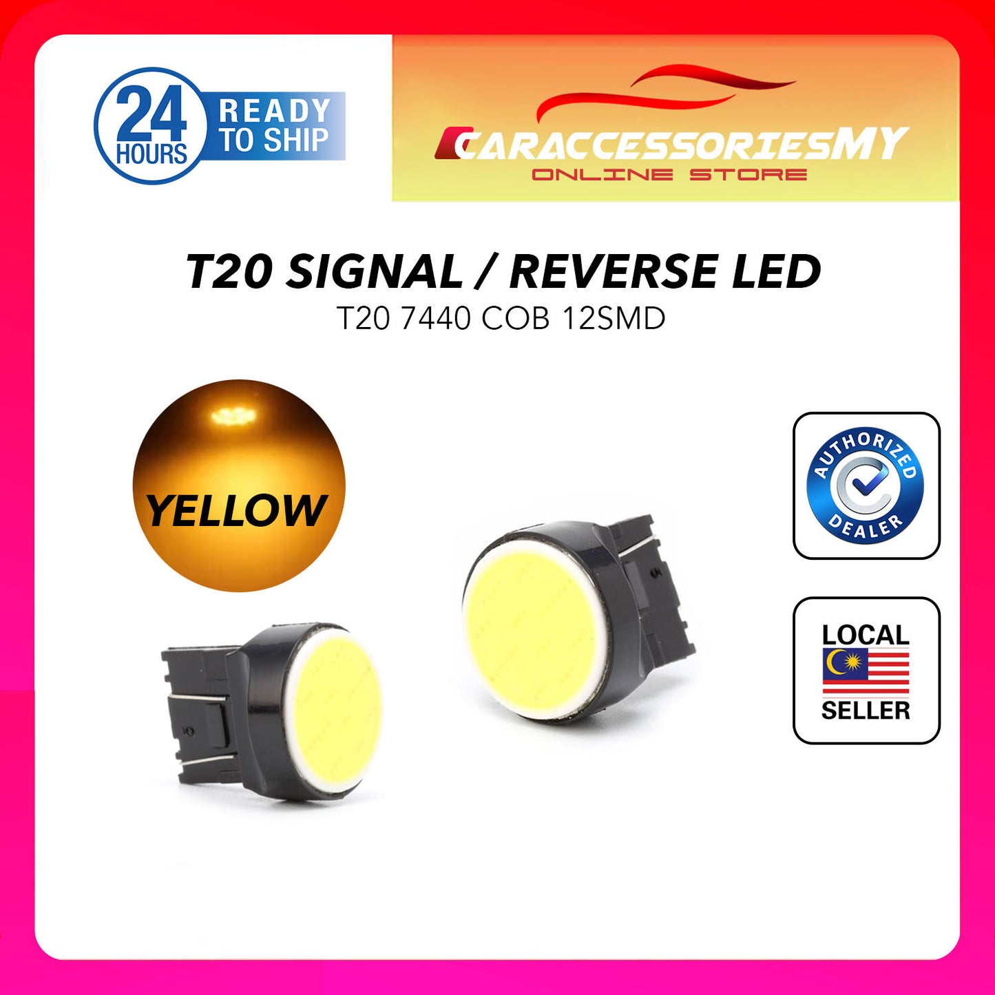 2Pcs T20 7440 COB 12SMD yellow Car LED Light Turning Signal Lamp Bulb reverse light