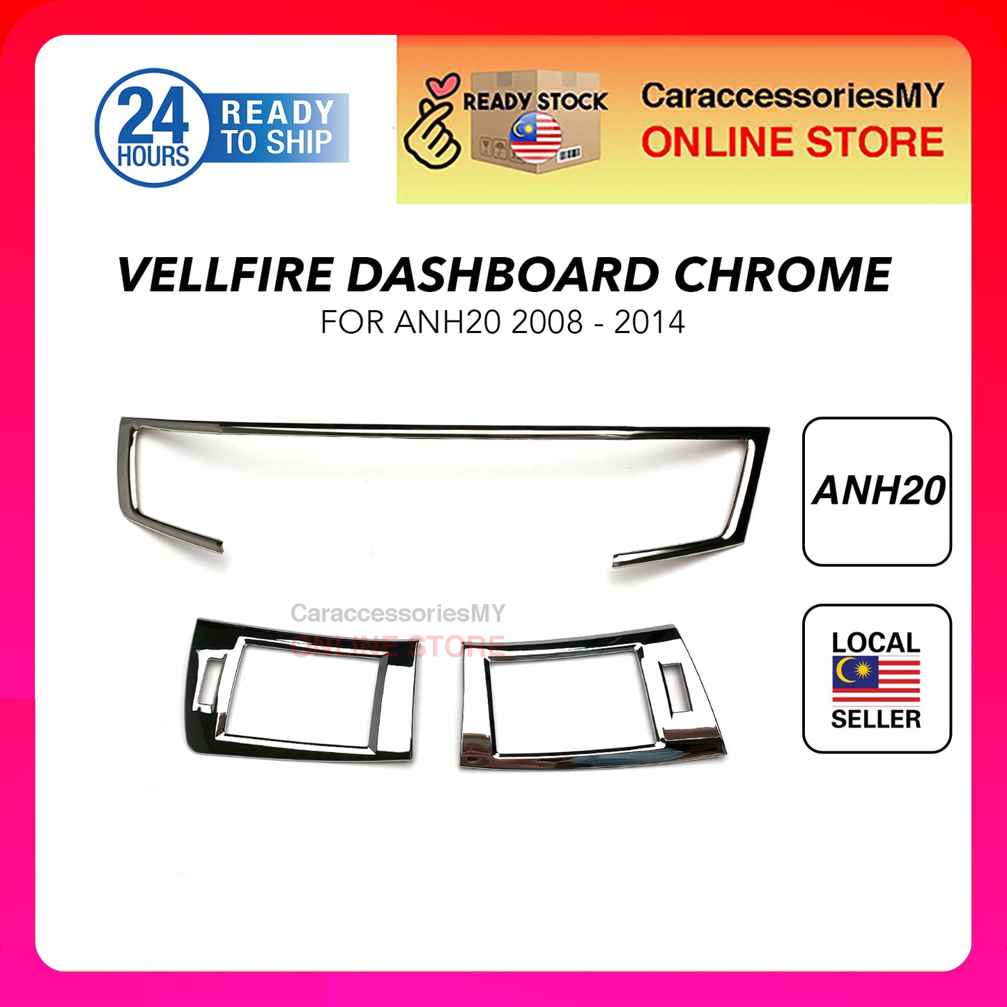 Toyota Vellfire ANH20 Dashboard Chrome accessories cover anh20 accessories interior front panel lining