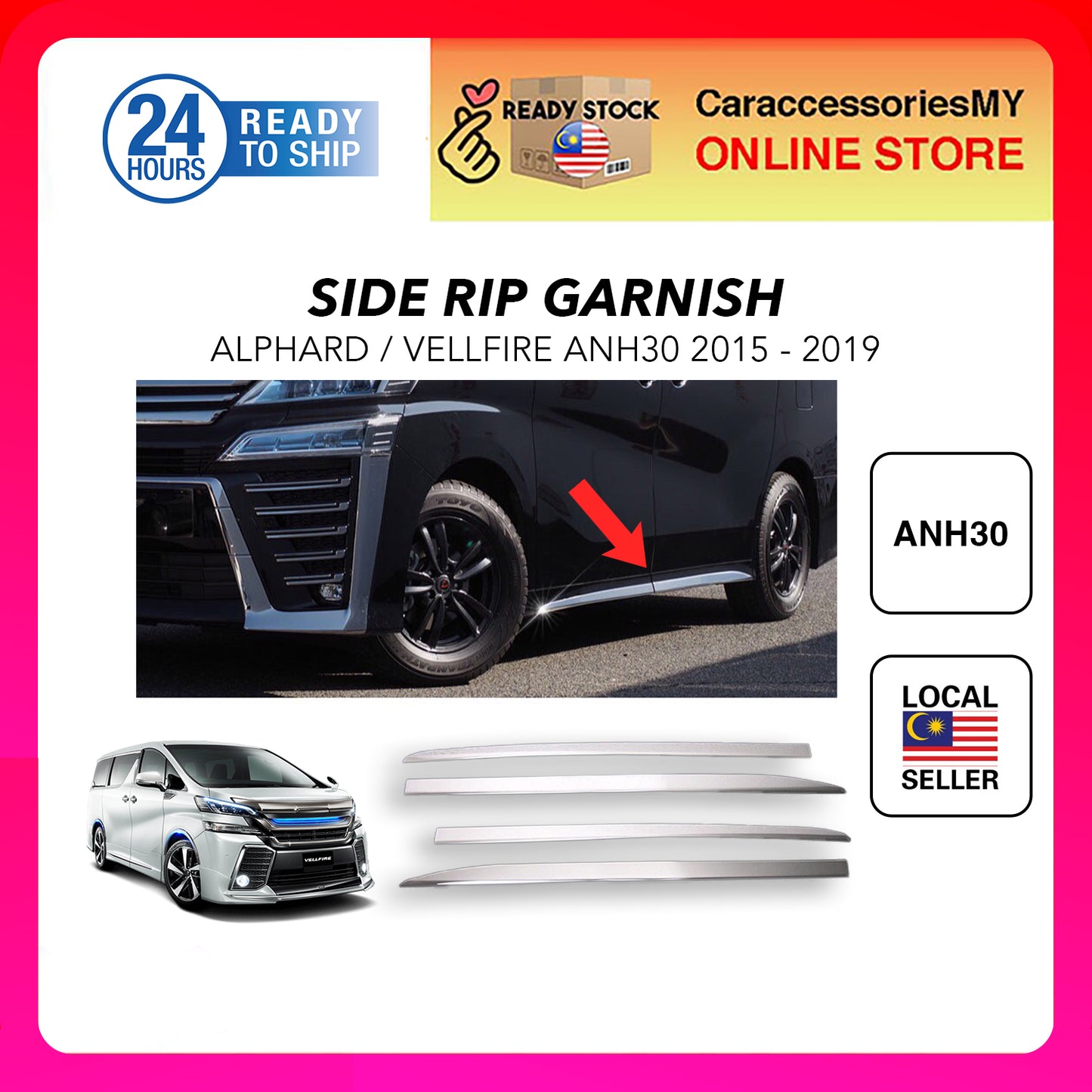 Toyota Alphard Vellfire AGH30 Door side chrome trim YH613