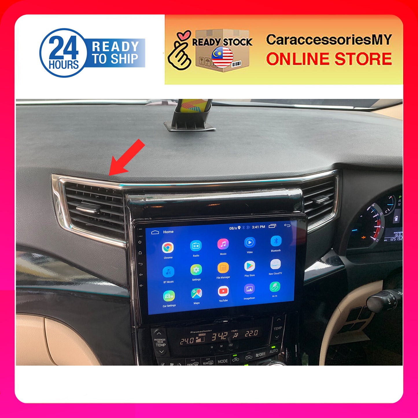 Toyota Vellfire ANH20 Dashboard Chrome accessories cover anh20 accessories interior front panel lining