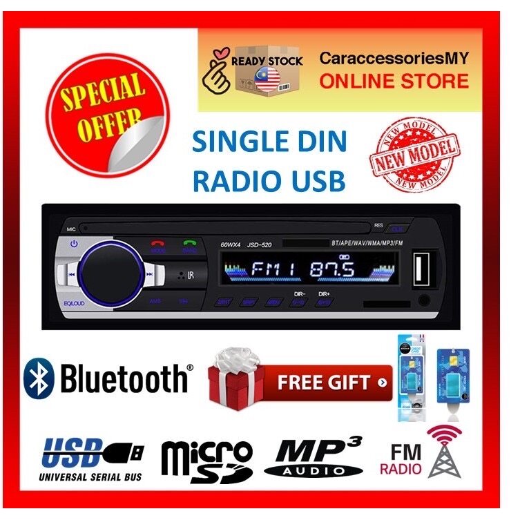 Bluetooth USB Car Radio Player SD AUX MP3 Audio Receiver Remote Single Din radio kereta