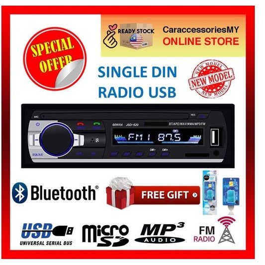 Bluetooth USB Car Radio Player SD AUX MP3 Audio Receiver Remote Single Din radio kereta
