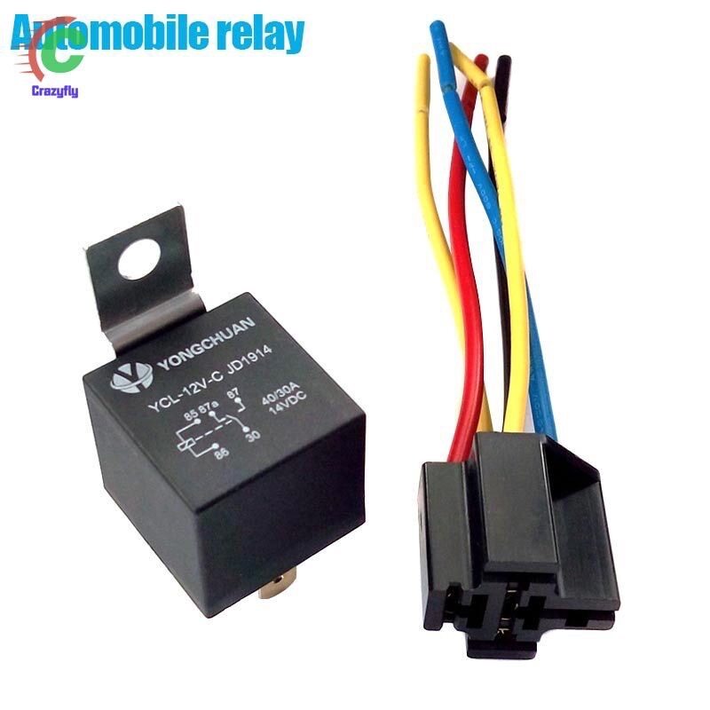 DC 12V Car SPDT Automotive Relay 4 Pin 5 Wires with Harness Socket 40 Amp