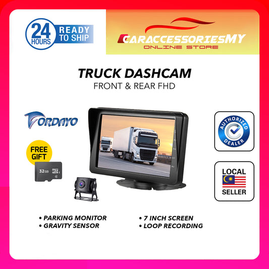 Fordayo Truck van lorry DVR Camera 7 inch AHD 1080P Dash Cam Parking Monitor Dual Cams Recording 24V front back