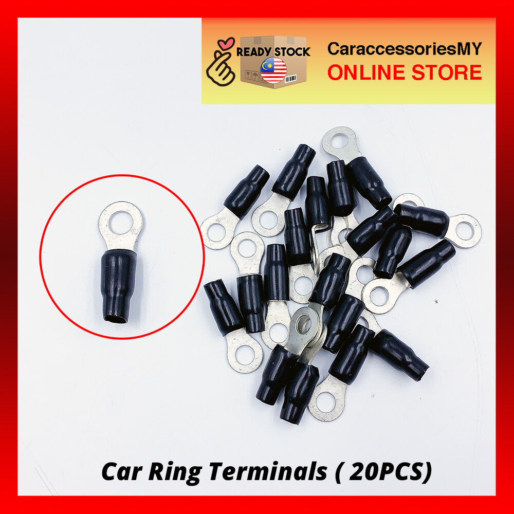 Black Insulated Wire Ring Connector Electrical Crimp Cable Terminals 20pcs car electrical ring terminal connector 14-8 ring 8mm car speaker accessories