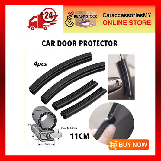 Car Rubber Door Protector Guard Trim Seal Lip Deflector Black (11cm) 4pcs Getah Pintu Kereta 车门防撞条 anti calar pintu