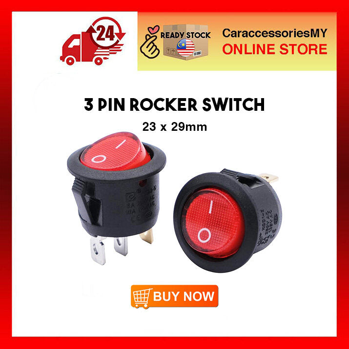 3 Pin Round Rocker Switch AC 12V SPST / SPDT On-Off-On / On-Off Car Round Rocker Switch