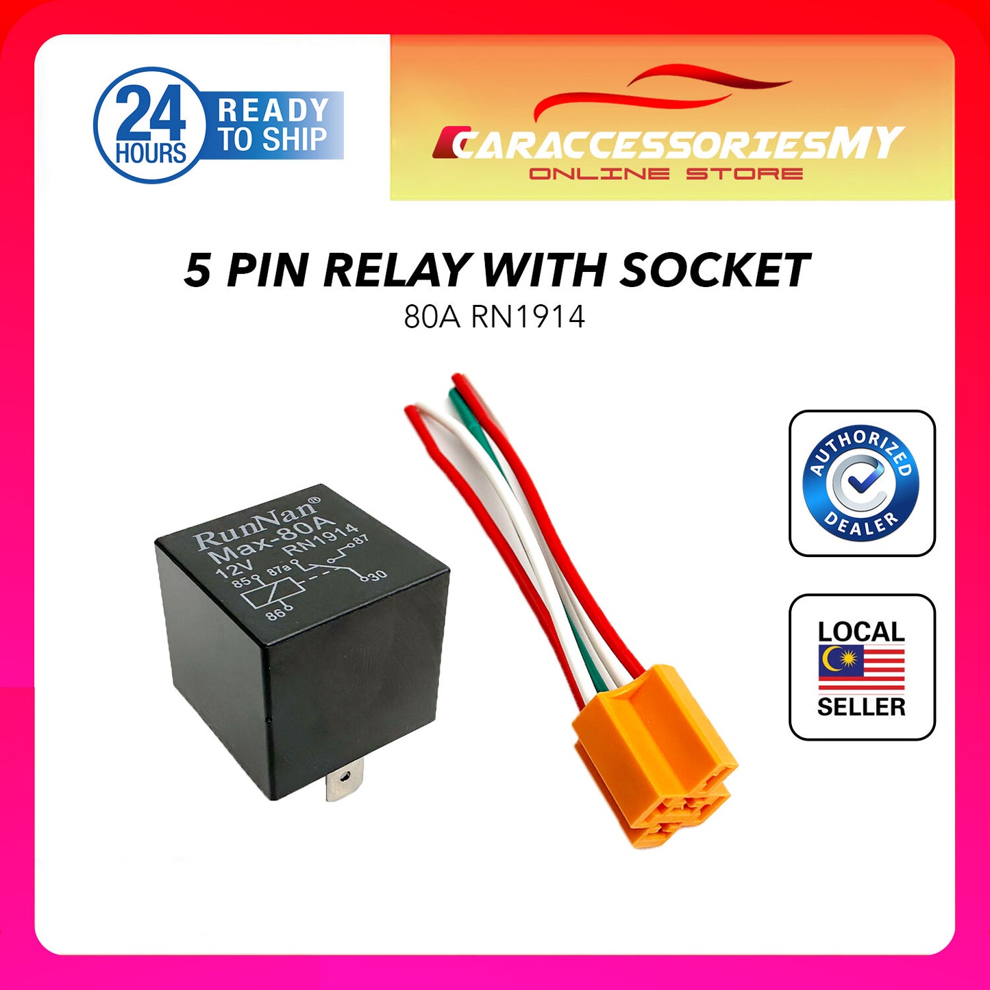 5 Pin relay socket with wire cable for 12V 24V universal automotive car relay soket set