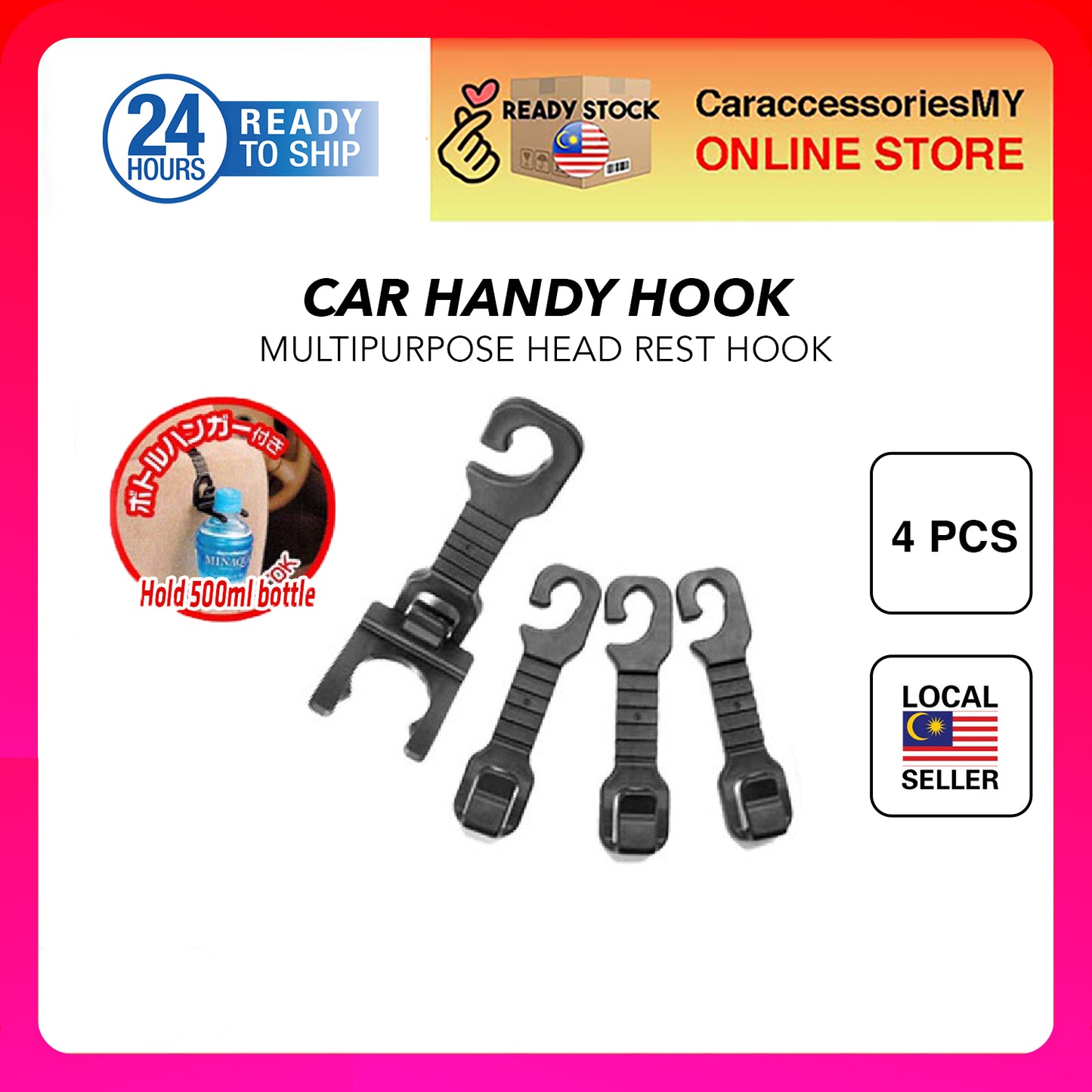 Car Handy hook water bottle holder back seat hooks head rest car seat grocery hanger BE-01