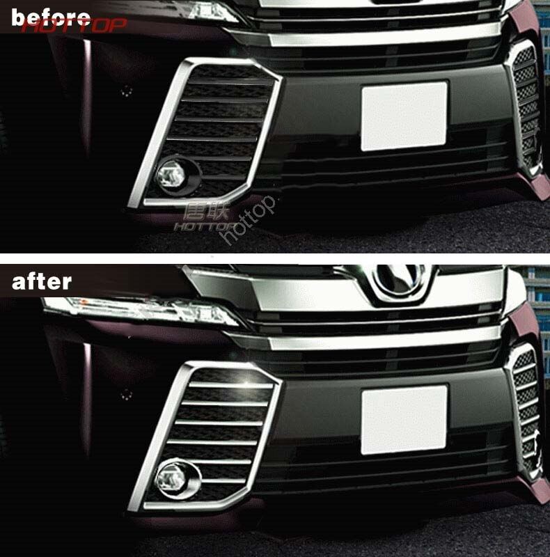 Toyota VELLFIRE 30 2015- 2019 Front Bumper ABS Garnish Chrome Trim Fog Light Cover Strip 14PCS SET anh30 fog lamp chrome trim
