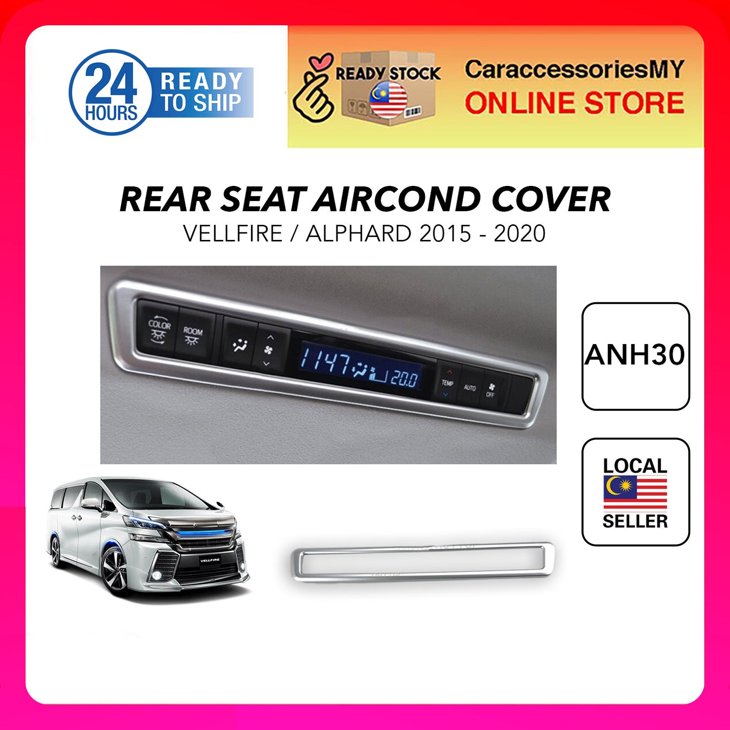 Toyota Alphard Vellfire AGH30 Rear Roof Air Conditioner Control Switch ButtonCover YH597