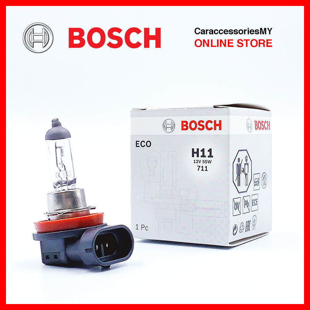 Original H11 Bosch Eco Halogen Bulb 12v 55w 711 PGJ19-2 lampu kereta headlamp