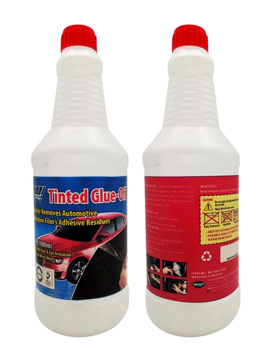 WAXCO Tinted Glue Off W series window film adhesive sticky remover 黑纸车镜隔热膜 tint glass film