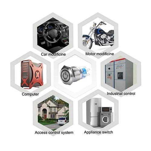 16mm momentary Car Push Button Switch ON/Off Waterproof Stainless Steel Metal Round with Blue LED Angel Eye + Power Indicator car accessories switch engine ignition